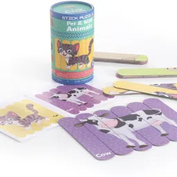 Pet & Wild Animal Stick Puzzle| Pack of 6 |Fun Learning Educational Toy for Kids-12