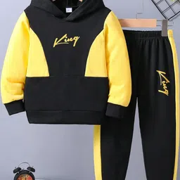 Hikuj Boys Colourblocked Hooded Tshirt Trackpant Clothing Set-image-48