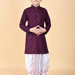 HUMAN CHOICE Kids-Boys Viscose Rayon Kurta Sets-image-84