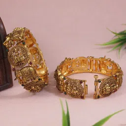 Anouk Set Of 2 Gold-Plated Stone Studded Temple Bangles image 3