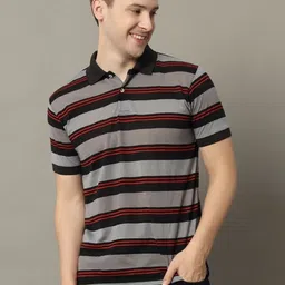 GET GOLF Men Striped Polo Collar Cotton T-shirt-image-95