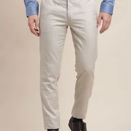 Turtle Men Checked Tailored Skinny Fit Formal Trousers-image-32