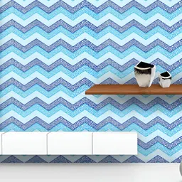 ArtzFolio Printed UV-Resistant Anti-Bacterial Blue Zig Zag Summer Peel & Stick Wallpaper-3