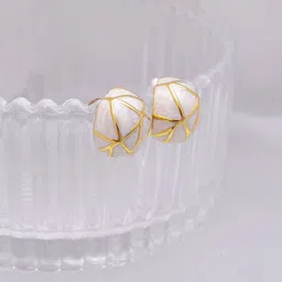 Perfectly Average 18K Gold Plated White enamel dome studs-image-74