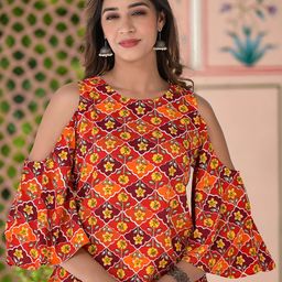KASHISHIYA Women Floral Printed Cold-Shoulder Cotton Top-picture-33