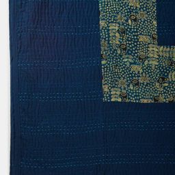 Fabindia Navy Blue Embroidered Double Size Cotton Bed Cover-image-85