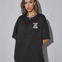 Mast & Harbour Graphic Printed Drop-Shoulder Sleeves Cotton Oversized T-shirt-picture-14