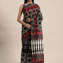 KALINI Geometric Printed Ikat Saree-image-16