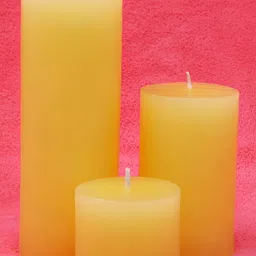 atorakushon Yellow 3 pieces Pillar Candle-14