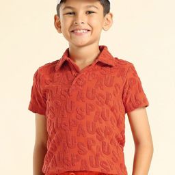 U.S. Polo Assn. Kids Boys Self Design Polo Collar Cotton T-shirt-image-46