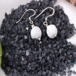 Nirvana 925 Sterling Silver Rhodium Plated Agate Beaded Spherical Drop Earrings-1