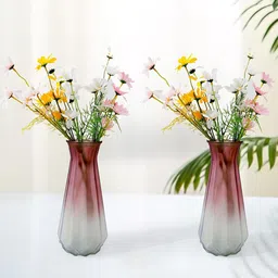 Ekhasa 2Pcs Red & Grey Textured Bud Shape Flower Vases-33