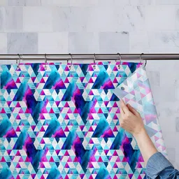 ArtzFolio Sea Green and Pink Geometric Printed Waterproof Shower Curtain image 2