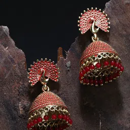 Anouk Peacock Shaped Jhumkas Earrings-53