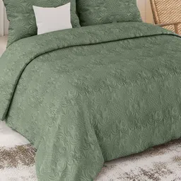 LABHAM Sensations Olive Green Quilted 300 GSM Double King Bed Cover-picture-18
