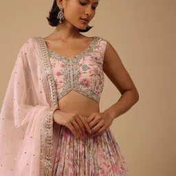 DIVASTRI Embroidered Sequinned Semi-Stitched Lehenga & Unstitched Blouse With Dupatta image 2