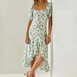 BIANCO LUCCI Women Geometric Printed Fit and Flare Mdi Dress-image-50