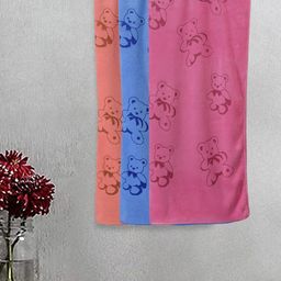 Myntra Elegant Homes Peach-Coloured & Blue 3 Printed Cotton 300 GSM Bath Towel-8