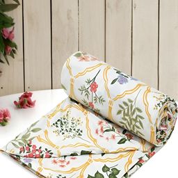 RRC Green & White Floral Printed Microfiber Cotton Single Duvet Cover- 1.52 m x 2.28 m-picture-0