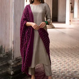 Piyuti Women Embroidered Regular Kurta with Pyjamas & With Dupatta-29