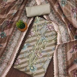 KALINI Floral Printed Organza Unstitched Dress Material-image-93