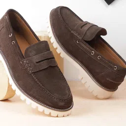 DAVINCHI Men Leather Slip-On Round Toe Loafers-image-81