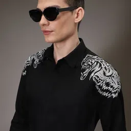 Banana Club Men Noire Lion Embroidery Designer Shirt-image-37