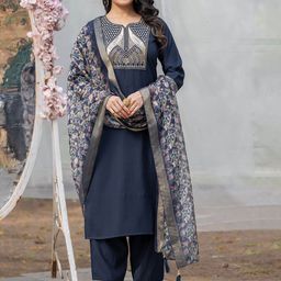 Siya Fashion Floral Yoke Design Sequinned Straight Kurta With Trouser & Dupatta-image-85