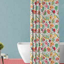 ArtzFolio White & Green Graphic Printed Waterproof Shower Curtain-image-78
