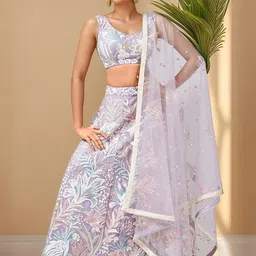 DIVASTRI Embellished Sequinned Semi-Stitched Lehenga & Unstitched Blouse With Dupatta-picture-15
