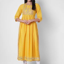 BAIRAJ Yoke Design Round Neck Anarkali Kurta-image-7