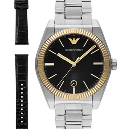 Emporio Armani Men Textured Dial & Stainless Steel Straps Analogue Watch AR80077SET-image-2