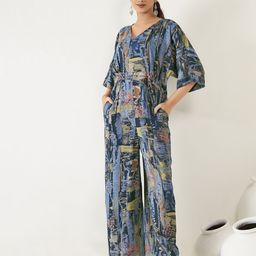 Anouk Women V-Neck Printed Waist Tie-Ups Basic Jumpsuit-picture-42
