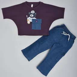 we11 Girls Printed Round Neck Pure Cotton T-Shirt With Trouser-picture-45