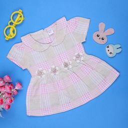 V-Mart Girls Checked Flared Sleeve Fit and Flare Midi Dress-picture-5