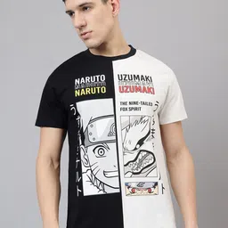 Free Authority Men Naruto Graphic Printed Round Neck Cotton T-shirt-image-47