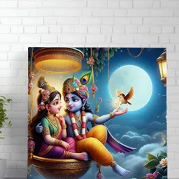 Livin'luxe Blue & Pink Radha Krishna Religious Canvas Wall Art-image-39