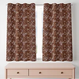 POORAK Brown Set of 2 Geometric Sheer Window Curtain-15