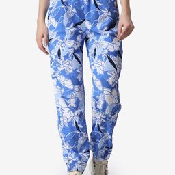 Popwings Women Floral Printed Smart Loose Fit High-Rise Joggers Trousers-image-93