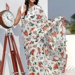 THE FAMILIAR HANDICRAFTS Floral Printed Pure Cotton Ikat Saree-picture-32