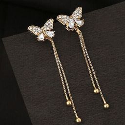 kazare Gold-Plated Contemporary Shaped Drop Earrings-15