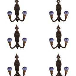 IndianShelf 6 Pcs Ceramic Floral Key Hooks Hangers for Clothes Wall Mounted-image-29