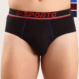 Sporto by Macho Men Pack Of 4 Cotton Mid-Rise Brand Logo Printed Basic Briefs-picture-37