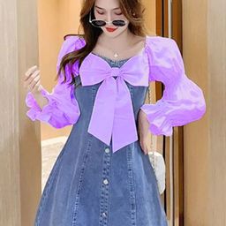 TIARA WORLD Women Colourblocked Denim A-Line Dress-image-38