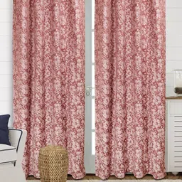 Saral Home Mauve Set of 2 Floral Room Darkening Door Curtain-45