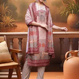 Sangria Women Printed Straight Kurta & Trousers With Dupatta-picture-16