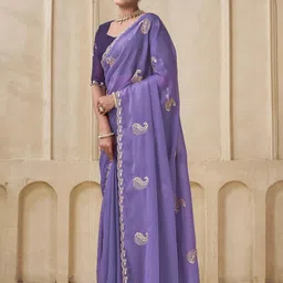 Kandora Floral Embroidered Pure Georgette Heavy Work Saree-image-58