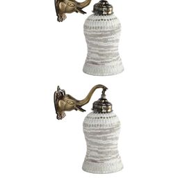 SOMIL White & Gold-Toned Textured Elephant Wall Mounted Cylinder Shaped Glass Wall Lamp-26