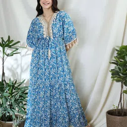 DRAPE AND DAZZLE Floral Print Bell Sleeve Maxi Dress-image-85