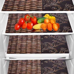 Aura Set Of 4 Brown Printed Fridge Drawer Mats-21